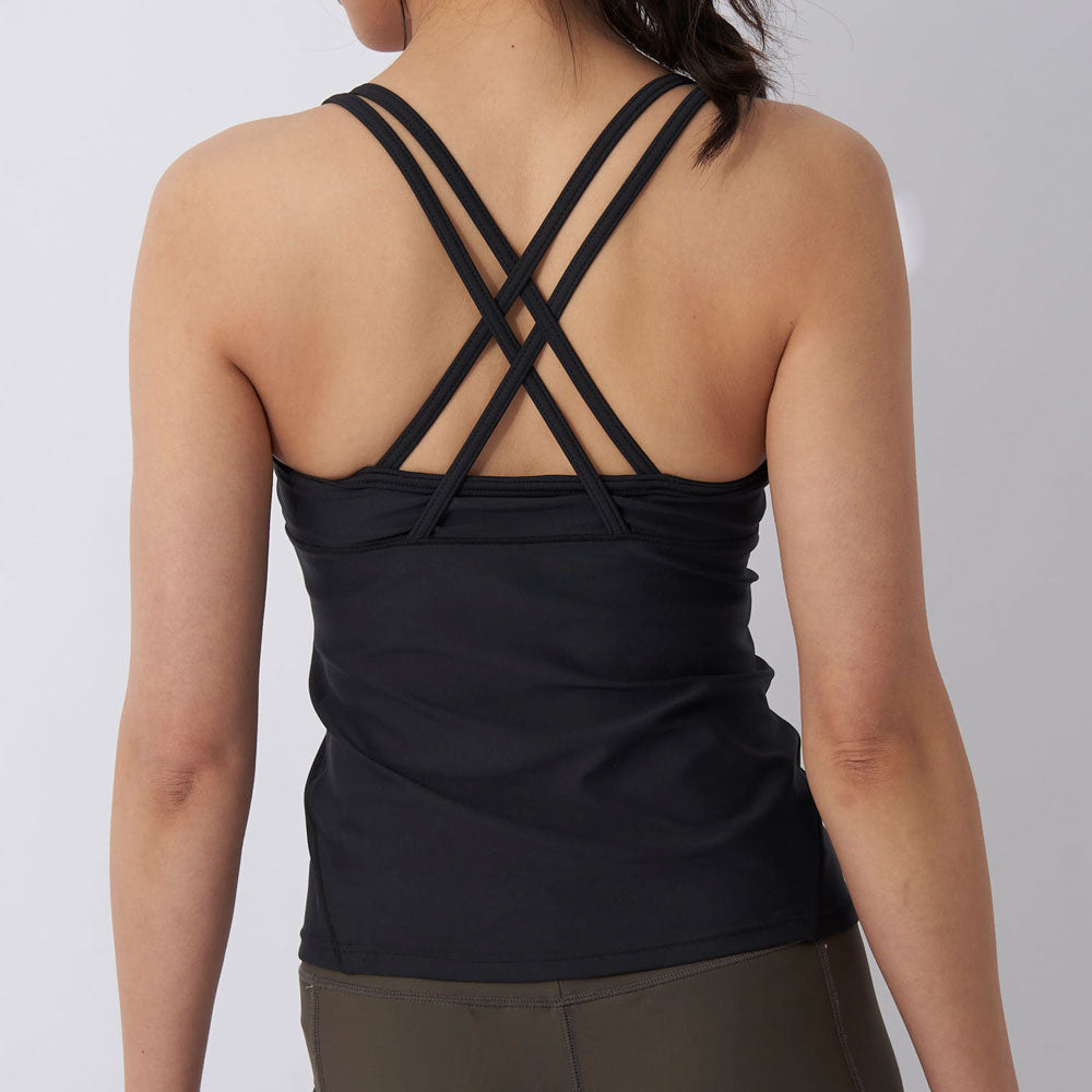 レディース スポーティ タンクトップ クロスバック ブラトップ フィットネスウェア ヨガ
