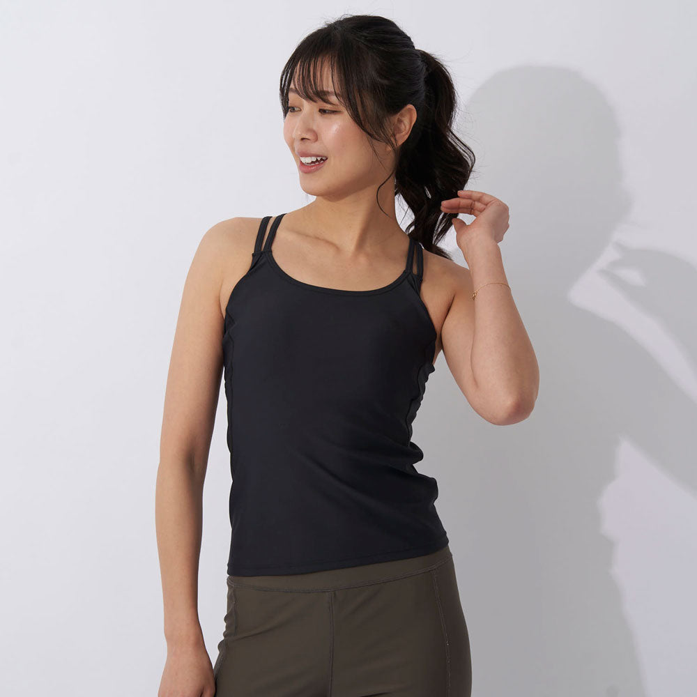 レディース スポーティ タンクトップ クロスバック ブラトップ フィットネスウェア ヨガ