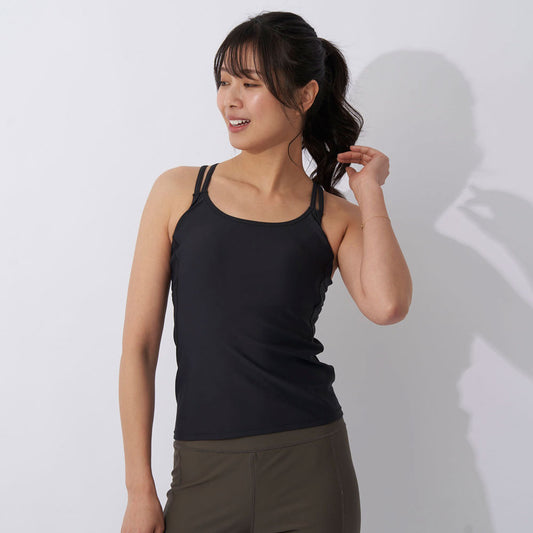 レディース スポーティ タンクトップ クロスバック ブラトップ フィットネスウェア ヨガ