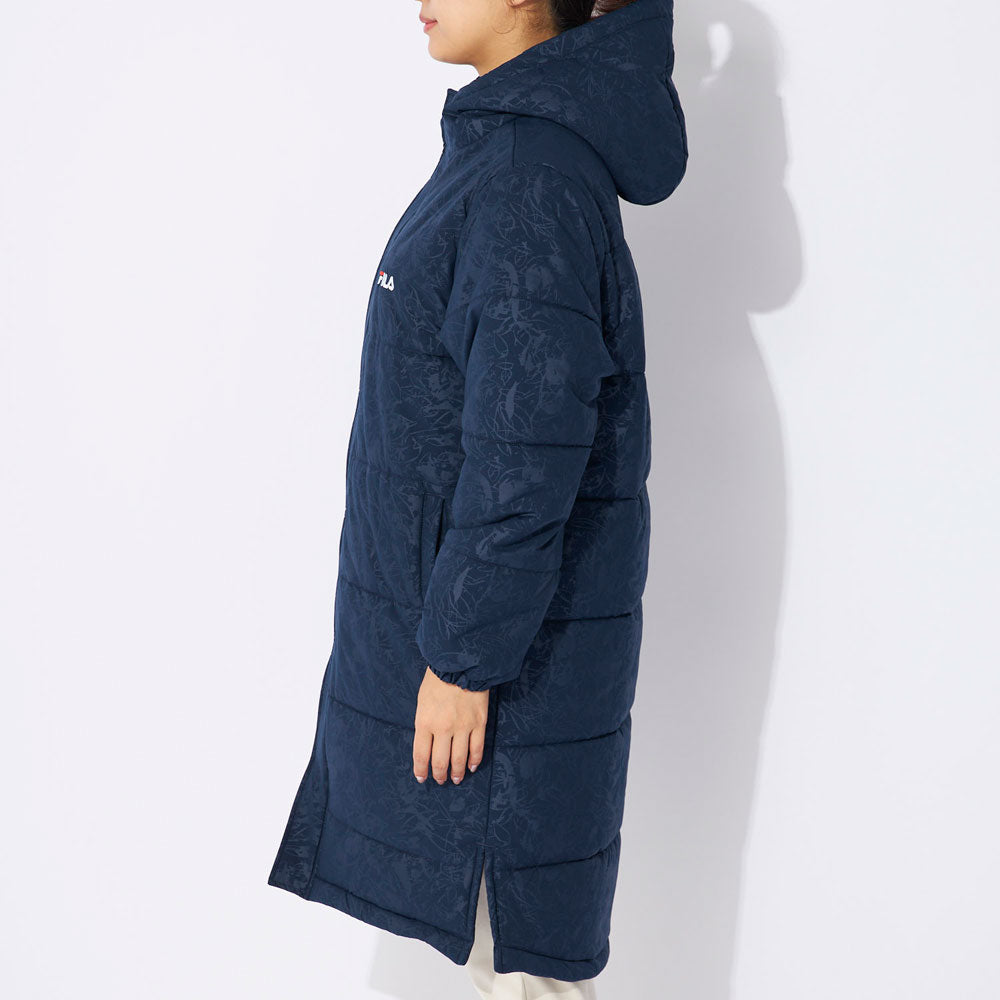 レディース 中綿入りロングコート ベンチコート ロング丈 フード付き