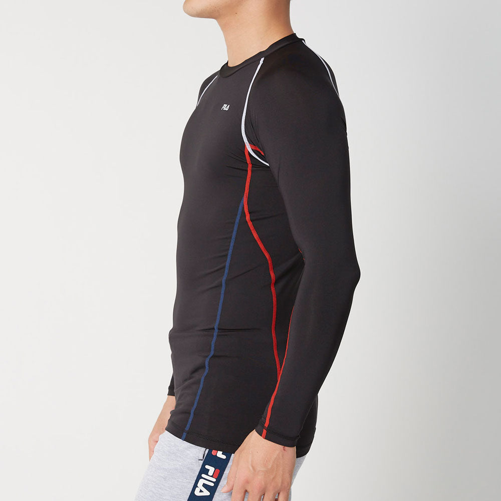 メンズ クルーネック 長袖 ソフトコンプレッションインナー スポーツインナーウェア
