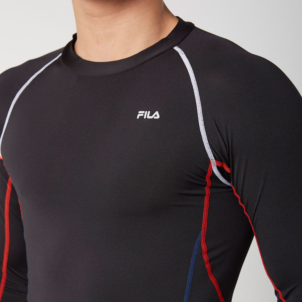 メンズ クルーネック 長袖 ソフトコンプレッションインナー スポーツインナーウェア