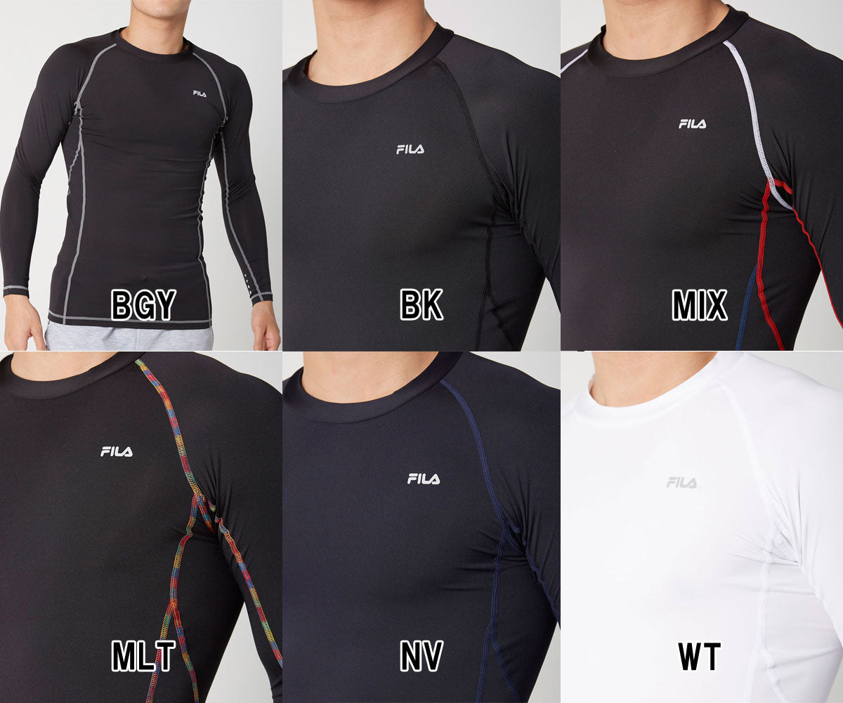 メンズ クルーネック 長袖 ソフトコンプレッションインナー スポーツインナーウェア