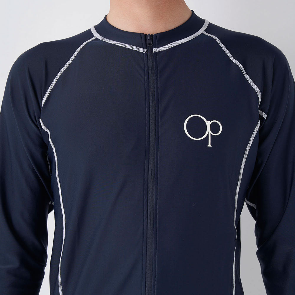 メンズ 長袖 ハイネック フルジップ ラッシュガード 水着 トップス