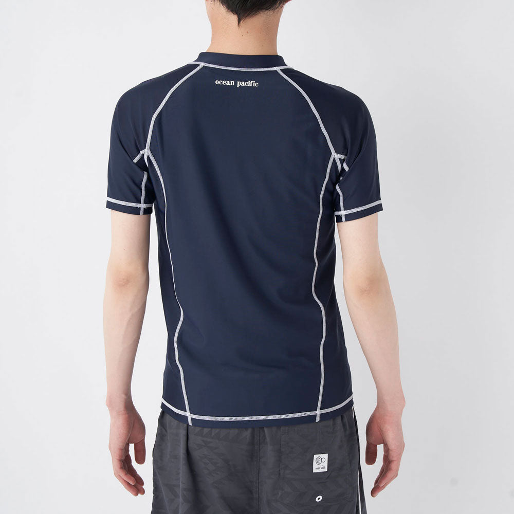 メンズ 半袖 フルジップ ラッシュガード UVカット アクアシャツ スイムトップス