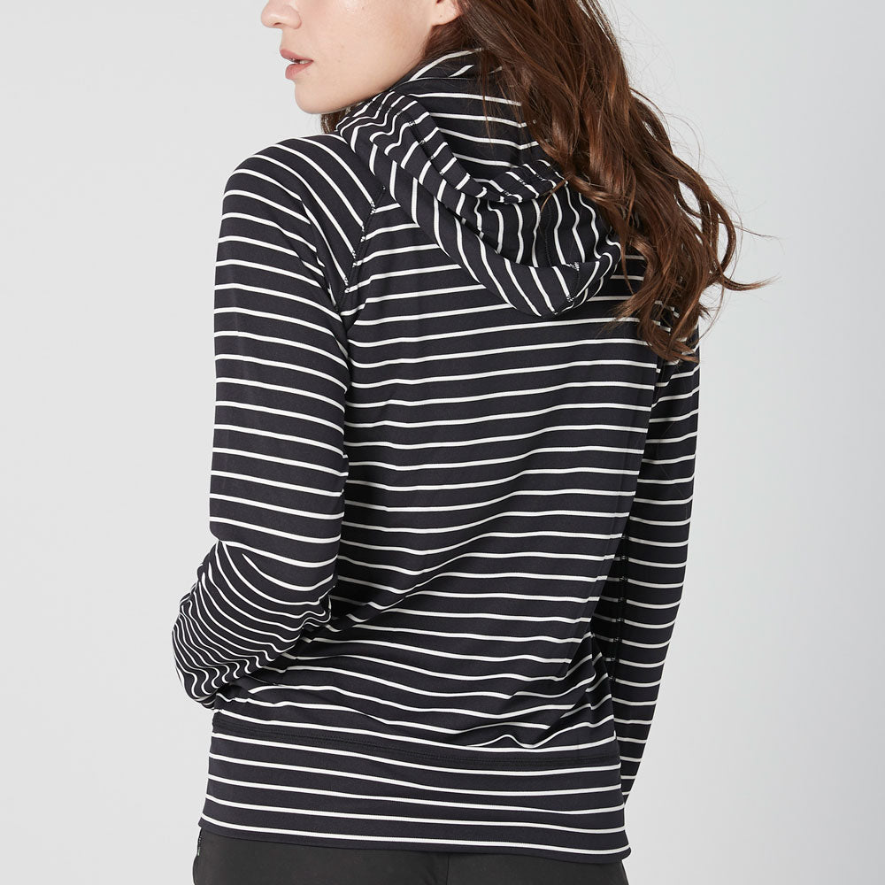 Women's full zip long sleeve rash guard hoodie striped pattern amphibious