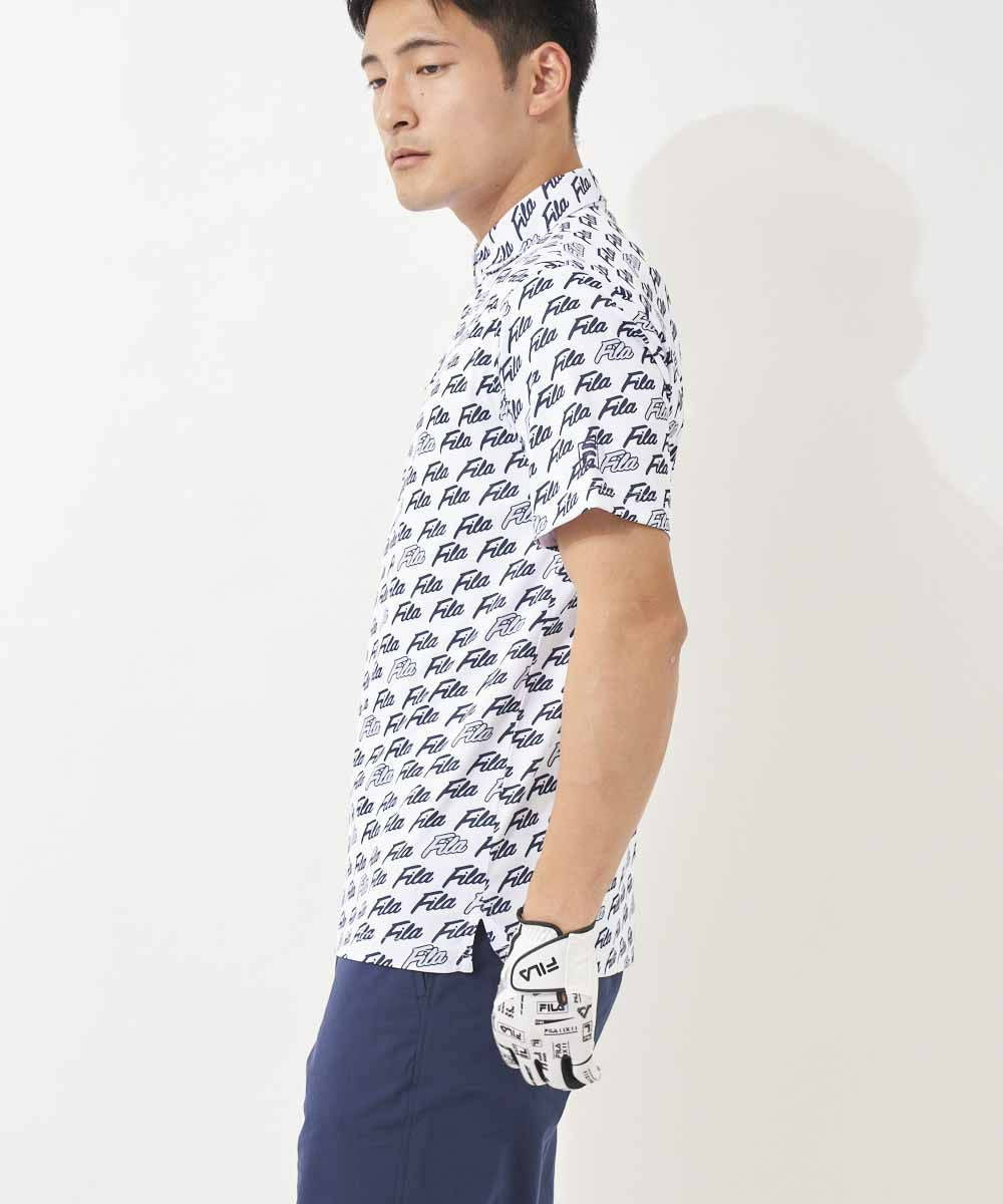 メンズ FILAロゴプリント半袖ポロシャツ ゴルフウェア トップス