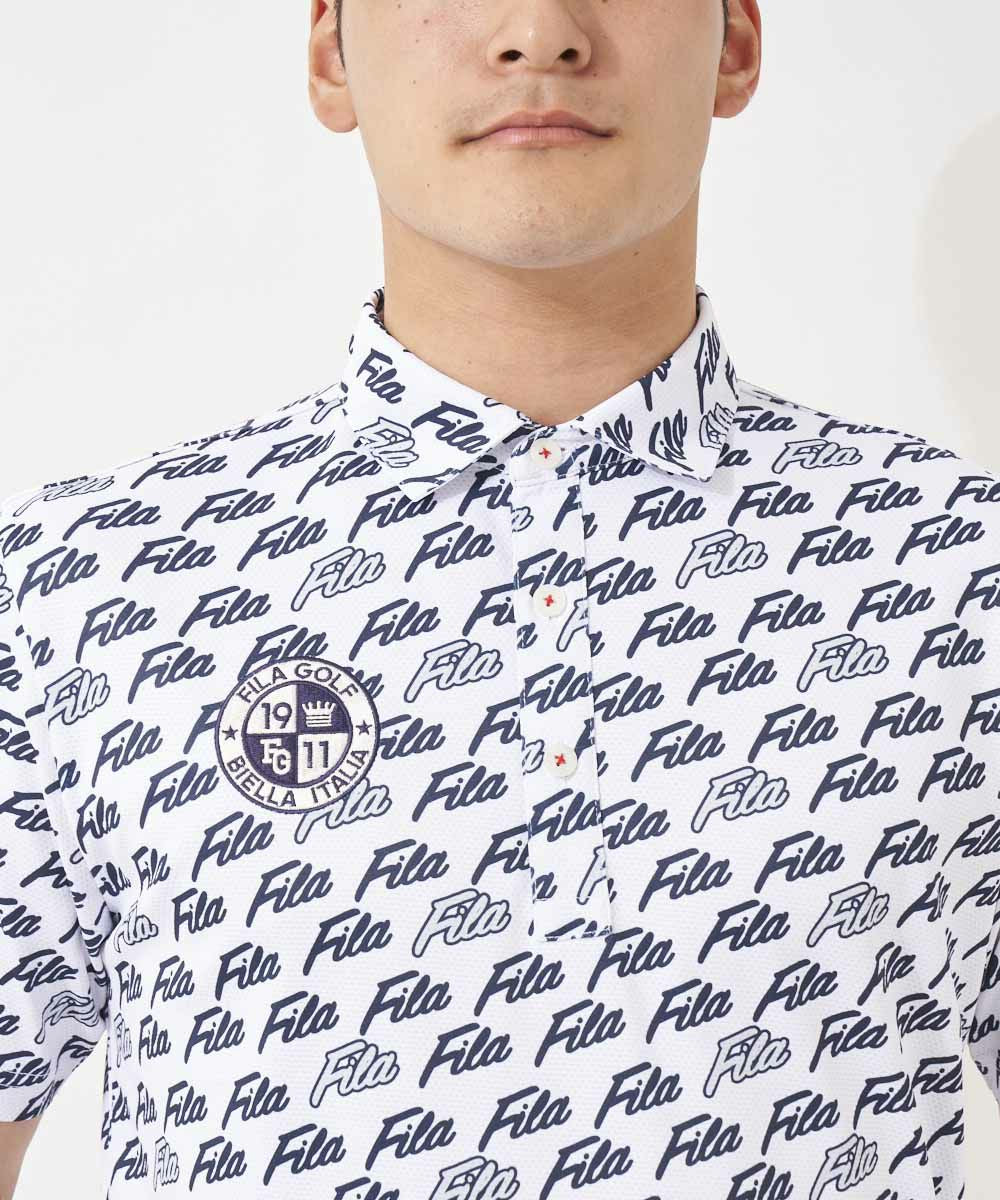 メンズ FILAロゴプリント半袖ポロシャツ ゴルフウェア トップス