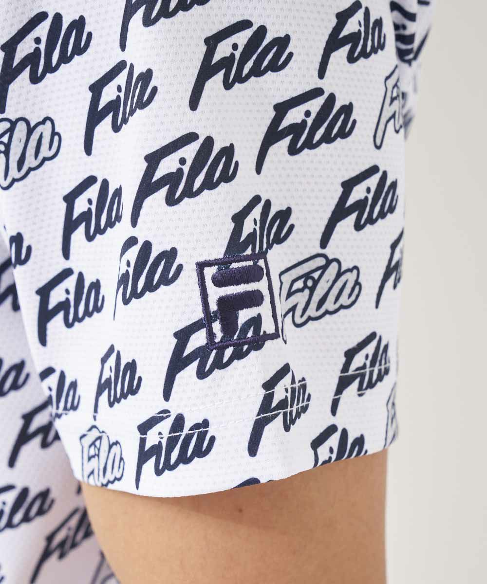 メンズ FILAロゴプリント半袖ポロシャツ ゴルフウェア トップス