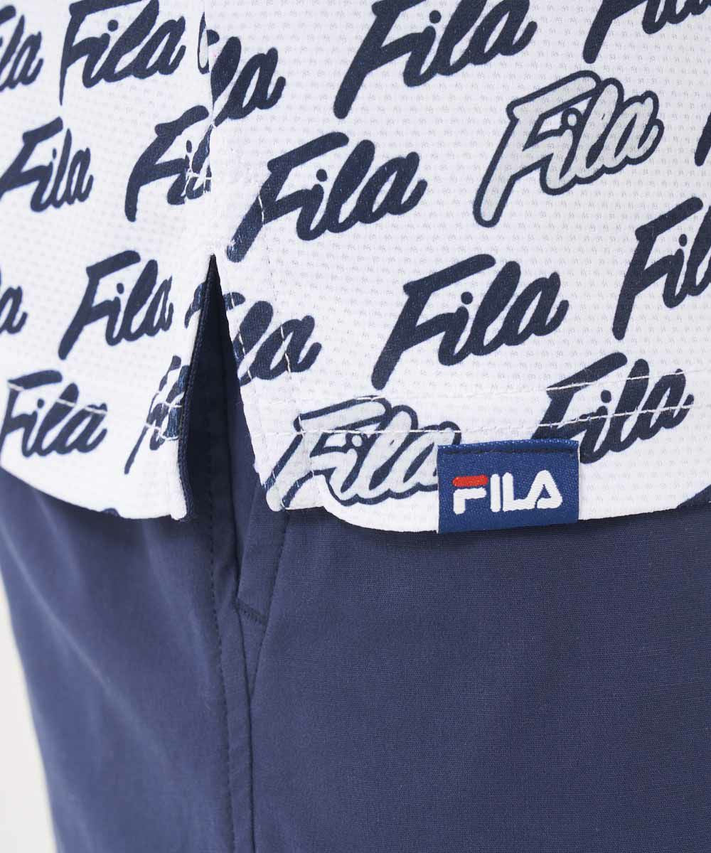 メンズ FILAロゴプリント半袖ポロシャツ ゴルフウェア トップス