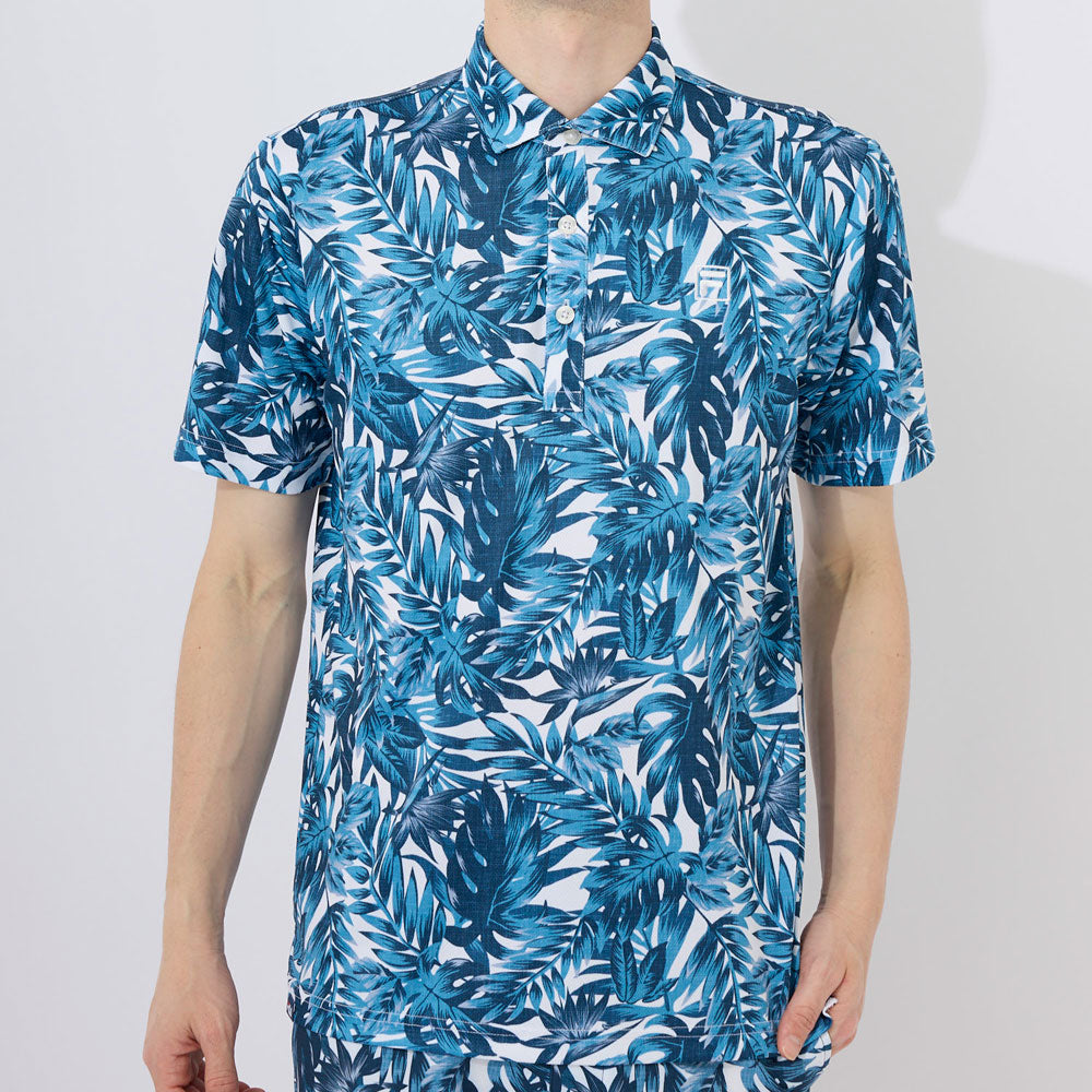 メンズ フリージングスキン ボタニカルプリント ホリゾンタルカラーポロシャツ ゴルフウェア