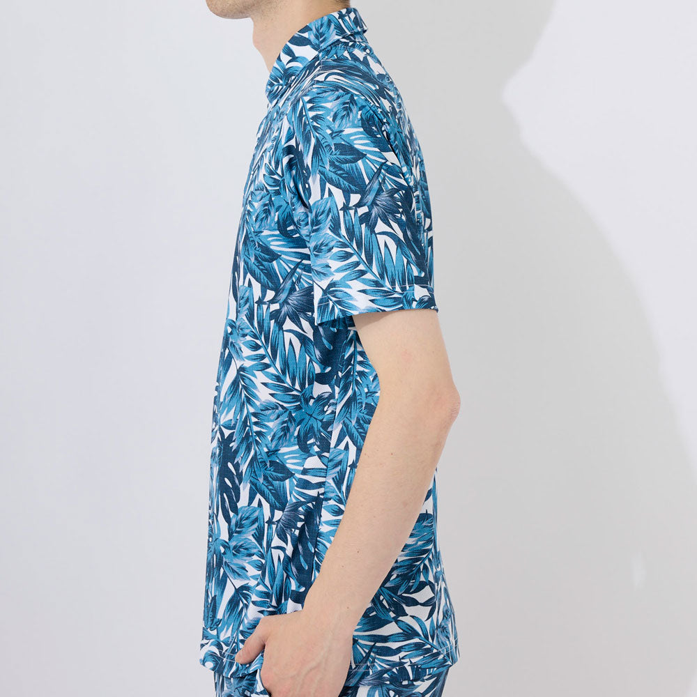 メンズ フリージングスキン ボタニカルプリント ホリゾンタルカラーポロシャツ ゴルフウェア