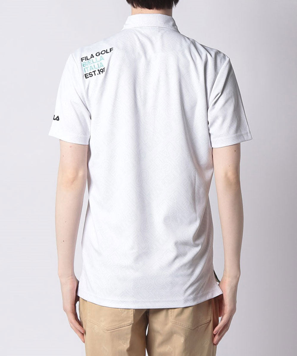 メンズ 半袖シャツ ゴルフウェア タイポグラフィ柄 接触冷感