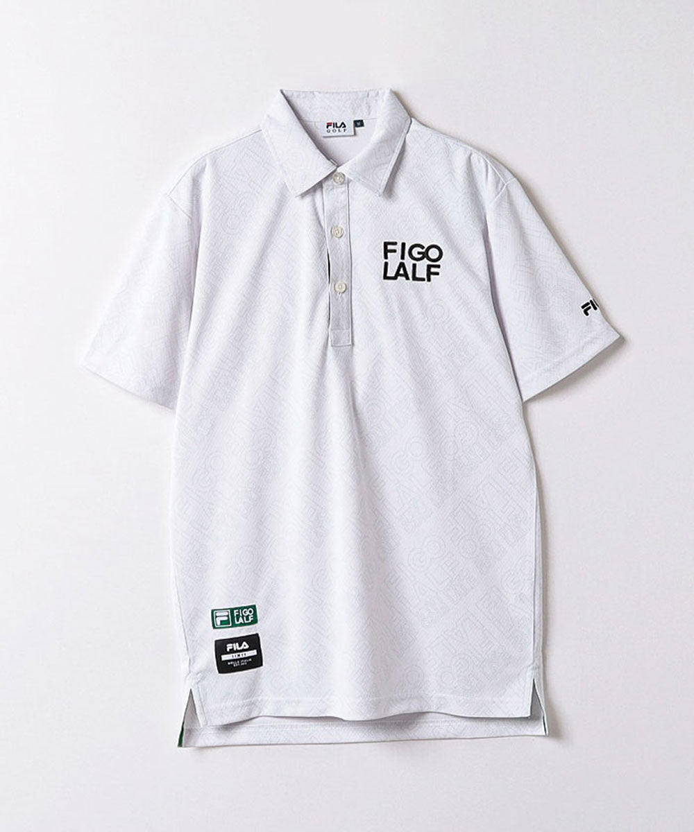 メンズ 半袖シャツ ゴルフウェア タイポグラフィ柄 接触冷感