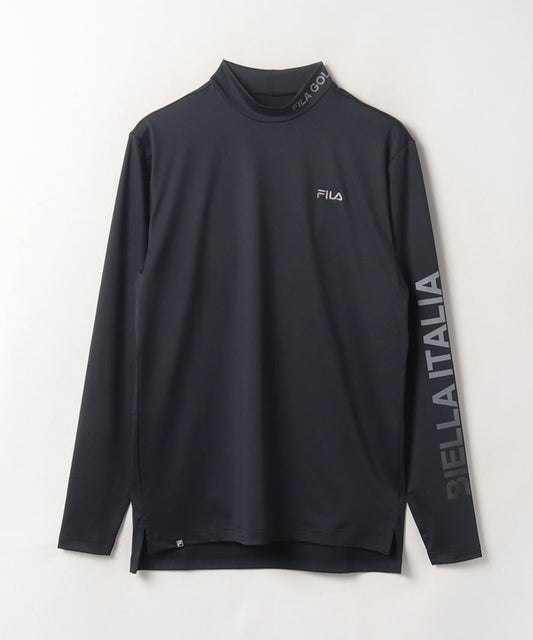 メンズ マットスムース モックネック長袖シャツ ロングスリーブ ゴルフウェア