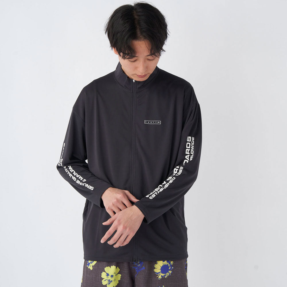 メンズ フルジップ ロングスリーブ ラッシュガード 長袖 水泳 プール 水陸両用