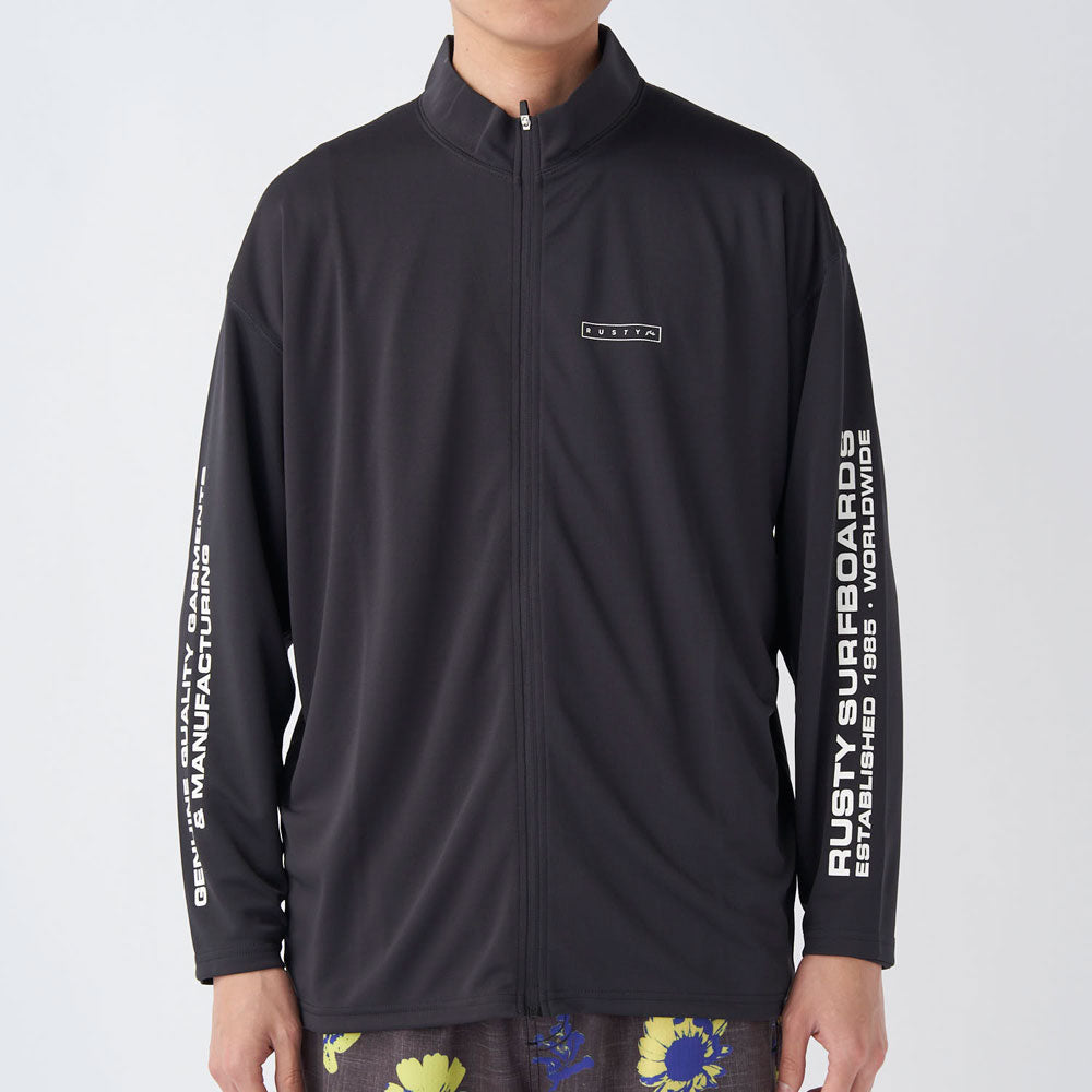 メンズ フルジップ ロングスリーブ ラッシュガード 長袖 水泳 プール 水陸両用