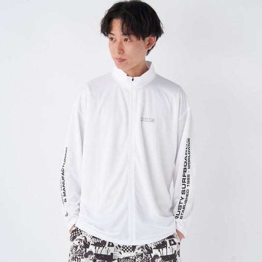 メンズ フルジップ ロングスリーブ ラッシュガード 長袖 水泳 プール 水陸両用