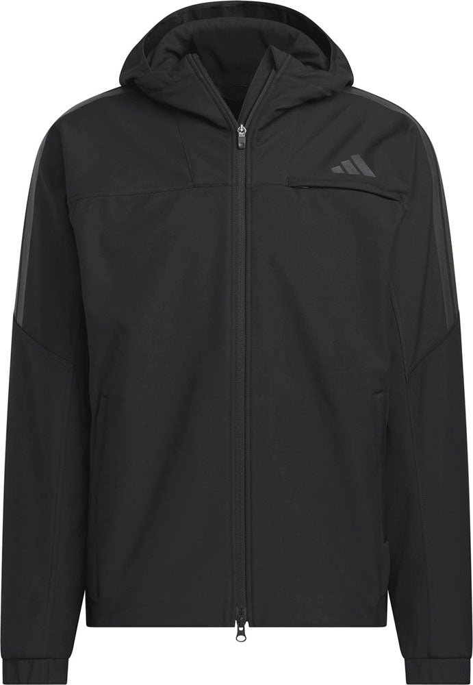 スリーストライプス レギュラーフィット 圧着加工フリース フード付きウインドジャケット