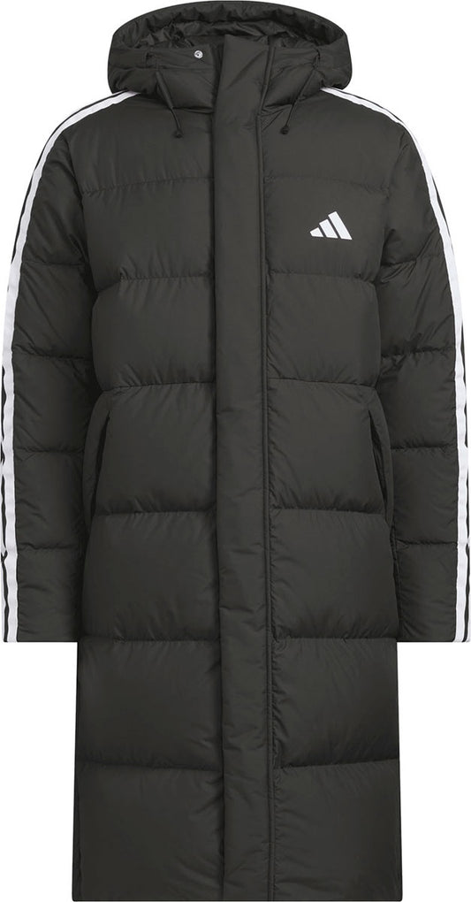 スリーストライプス レギュラーフィット ロング ダウン コート ベンチコート メンズ