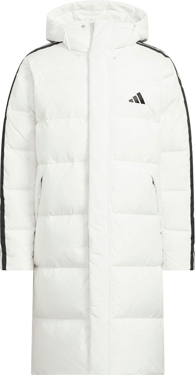 スリーストライプス レギュラーフィット ロング ダウン コート ベンチコート メンズ