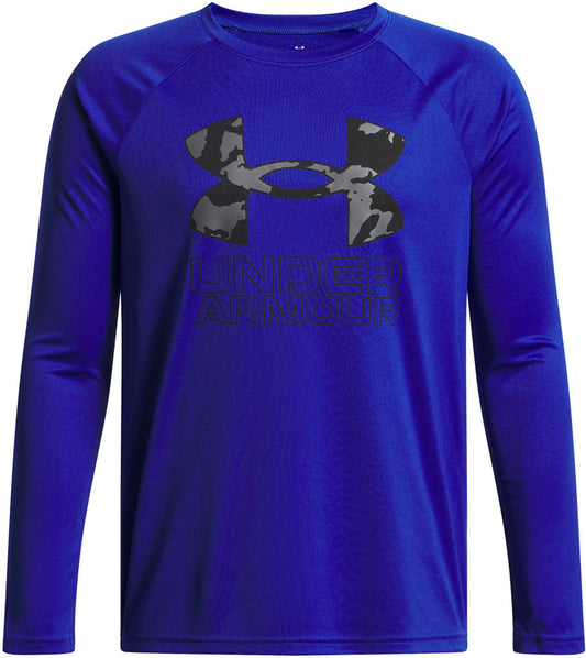 UAテック ハイブリッド プリント フィル ロングスリーブ Tシャツ ジュニア 長袖