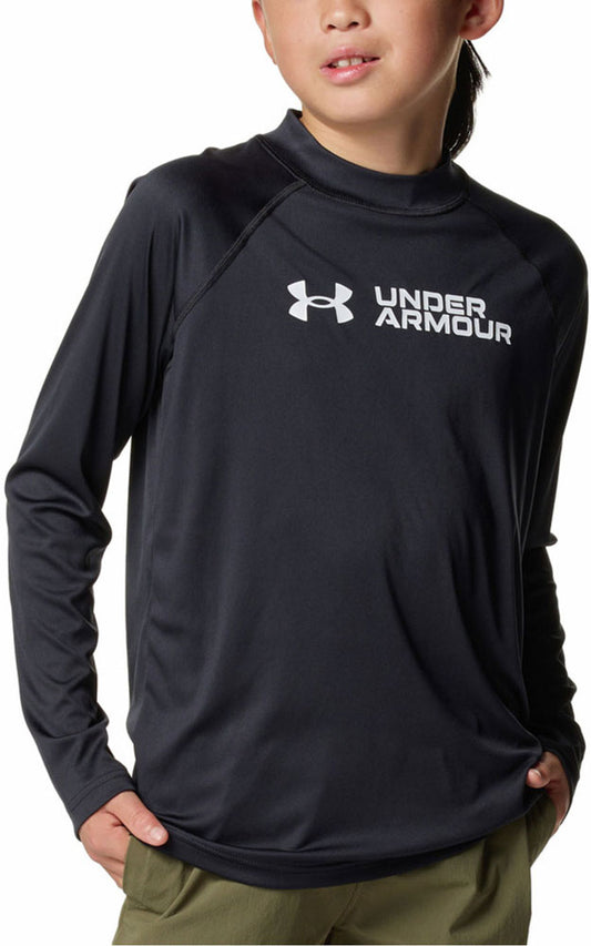 キッズ ジュニア UAラッシュ ガード ロングスリーブ モック 長袖 スイムウェア 子供用