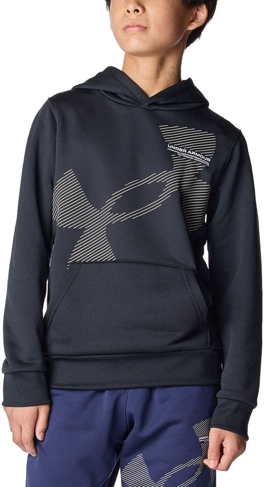 UAテックテリー スーパービッグロゴ フーディー ジュニア キッズ パーカー トレーニング