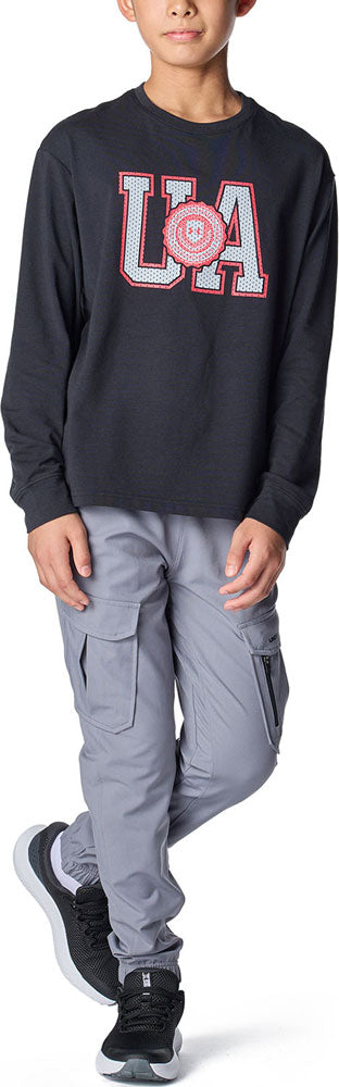 UAパフォーマンスコットン バーシティ ロゴ ロングスリーブ Tシャツ ジュニア キッズ