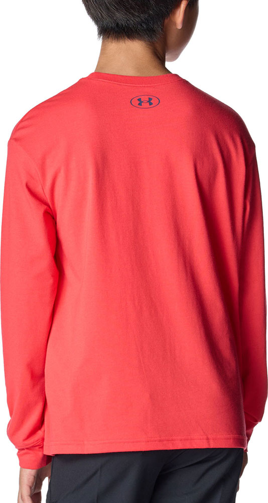 UAパフォーマンスコットン バーシティ ロゴ ロングスリーブ Tシャツ ジュニア キッズ