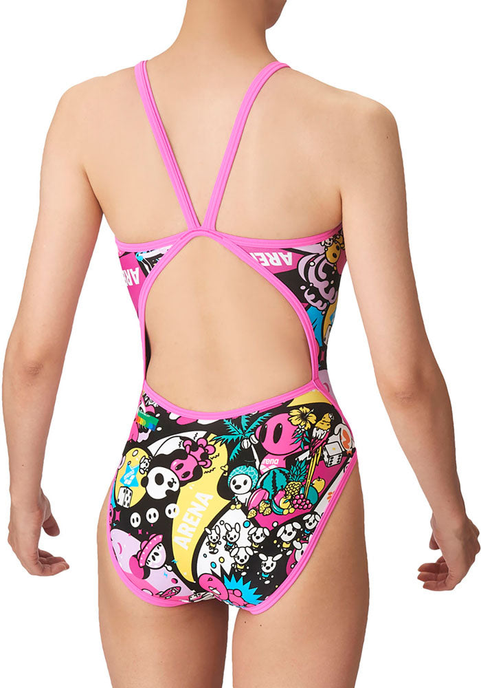 Women's competitive swimming training swimsuit, one piece, open back, for swimming practice