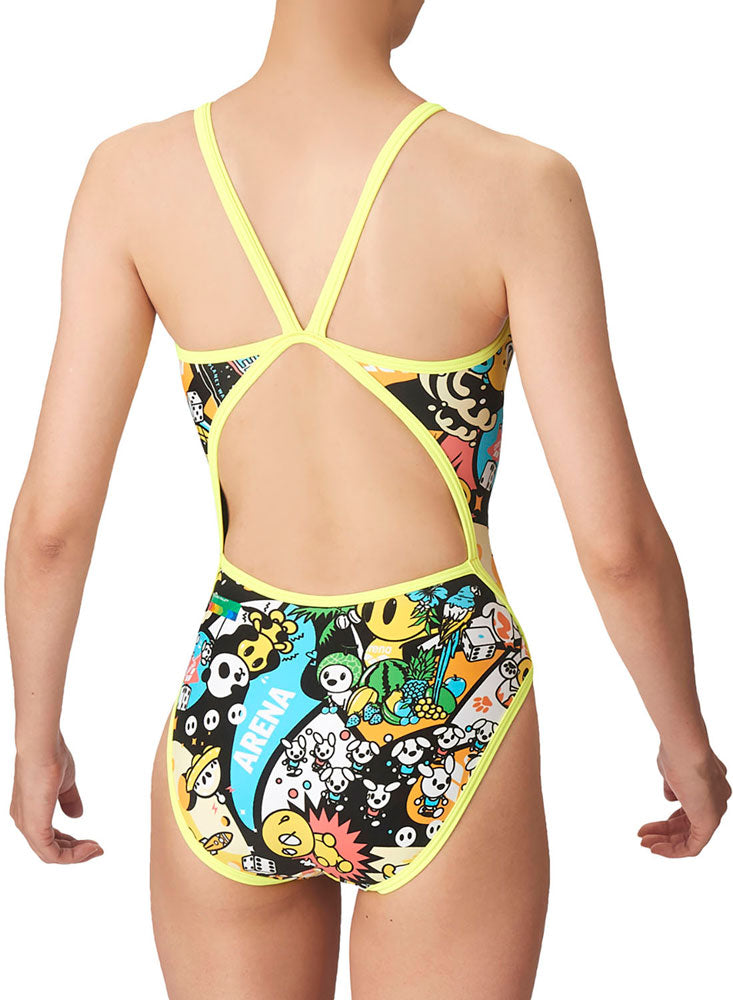 Women's competitive swimming training swimsuit, one piece, open back, for swimming practice