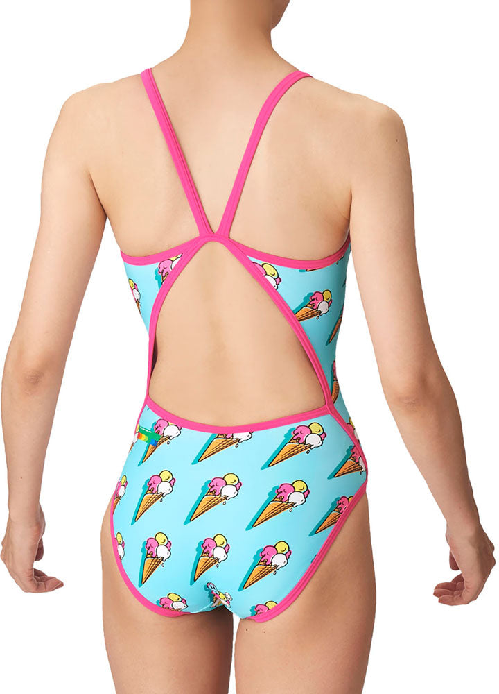 Women's competitive swimming training swimsuit, one piece, open back, for swimming practice