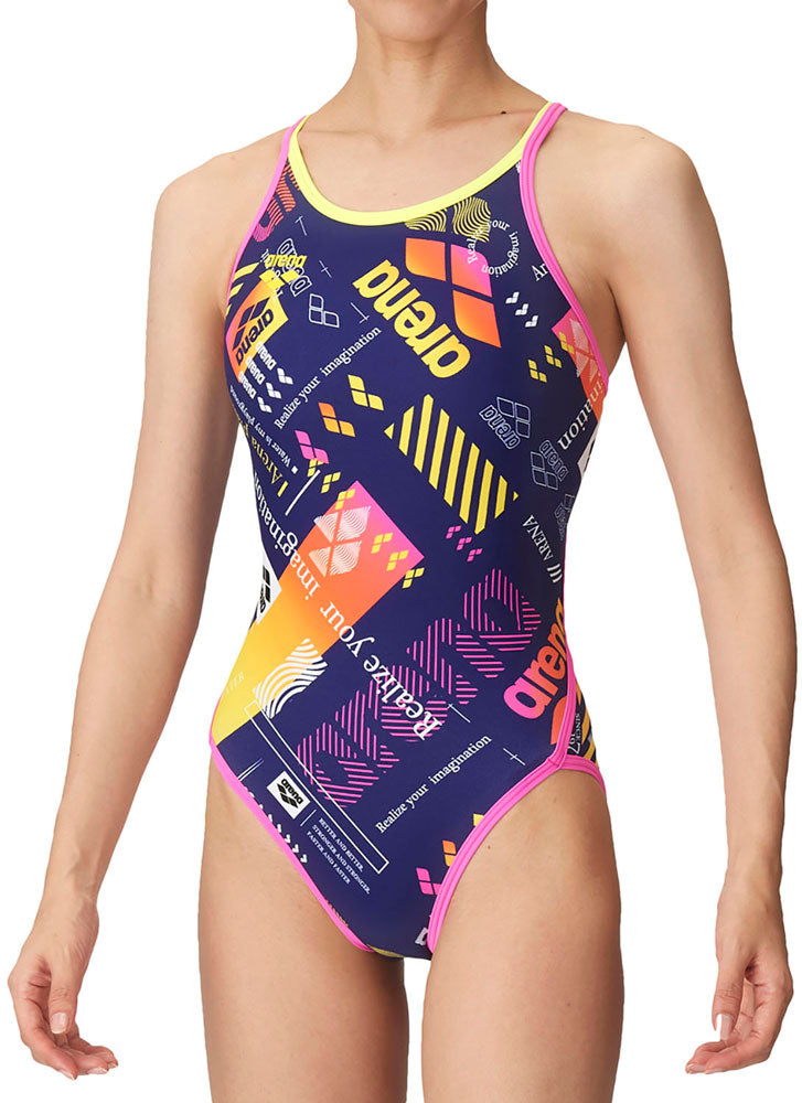 Women's competitive swimming training swimsuit, one piece, open back, for practice, swimming