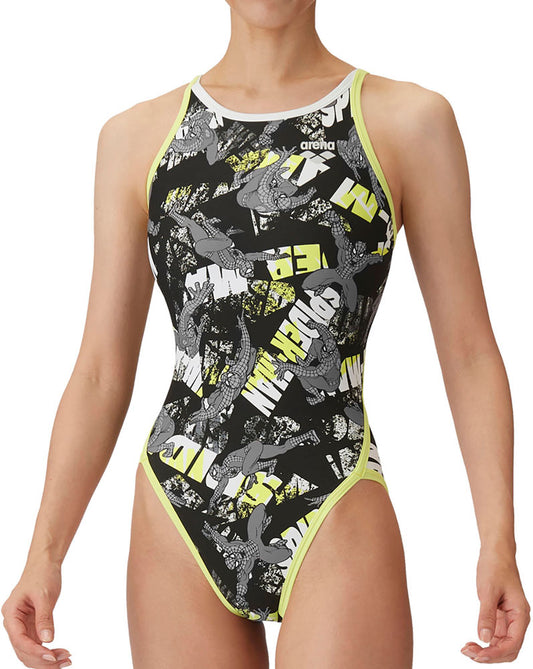 Women's One-piece Open Back Competitive Training Swimsuit, Spiderman