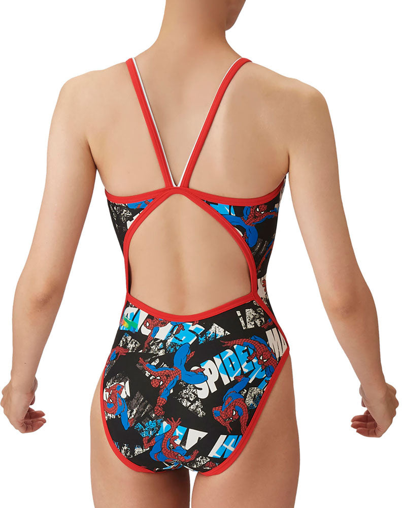 Women's One-piece Open Back Competitive Training Swimsuit, Spiderman