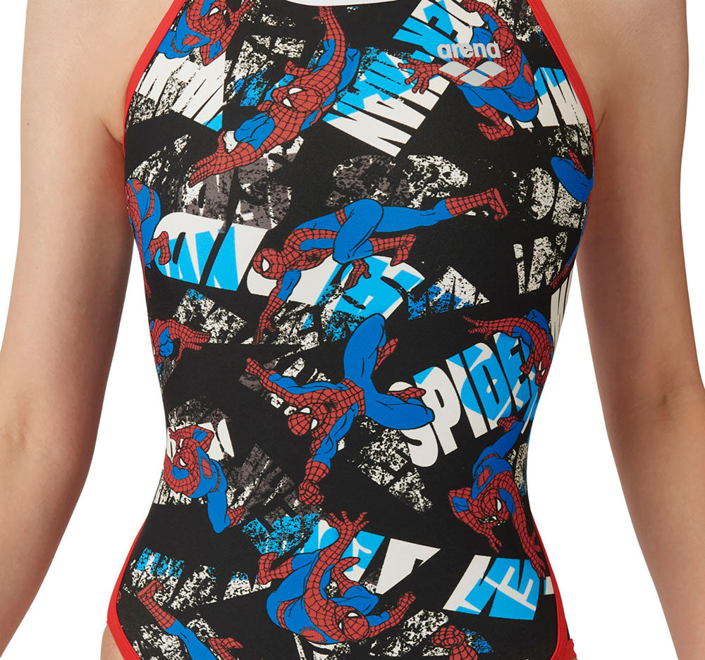 Women's One-piece Open Back Competitive Training Swimsuit, Spiderman