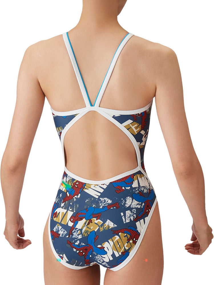 Women's One-piece Open Back Competitive Training Swimsuit, Spiderman