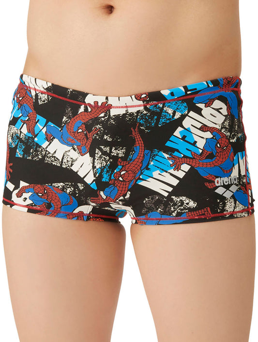 Men's competitive swimming training swimsuit, swim spats, short leg, practice, Spiderman