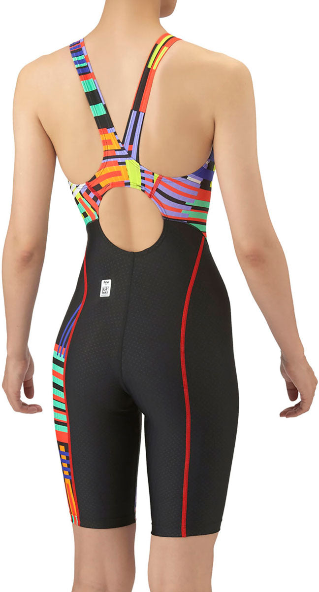 レディース 競泳水着 レーシングワンピーススパッツ オープンバック・ハーフレッグ