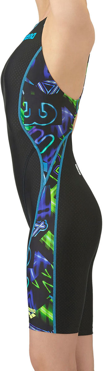 レディース 競泳水着 レーシングワンピーススパッツ オープンバック・ハーフレッグ