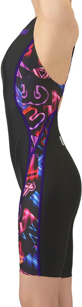 レディース 競泳水着 レーシングワンピーススパッツ オープンバック・ハーフレッグ