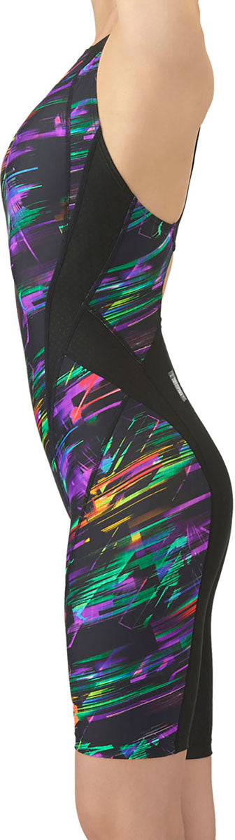 レディース 競泳水着 レーシングワンピーススパッツ オープンバック・ハーフレッグ