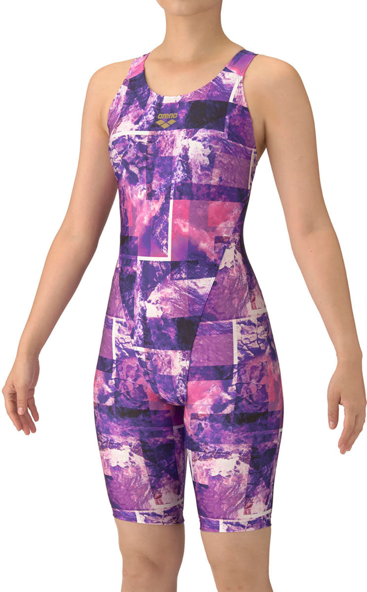 フィットネス水着 ワンピーススパッツ オープンバック・ハーフレッグ・ぴったりパッド