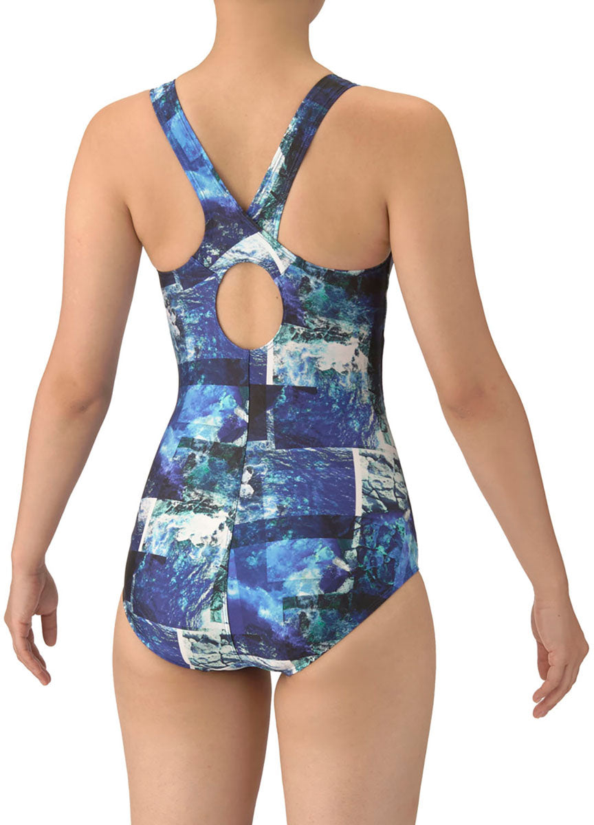 フィットネス水着 ワンピース オープンバック・ぴったりパッド