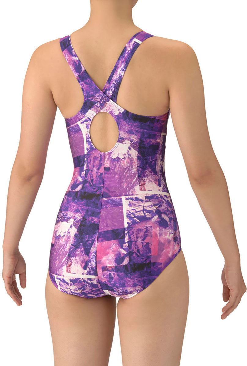 フィットネス水着 ワンピース オープンバック・ぴったりパッド