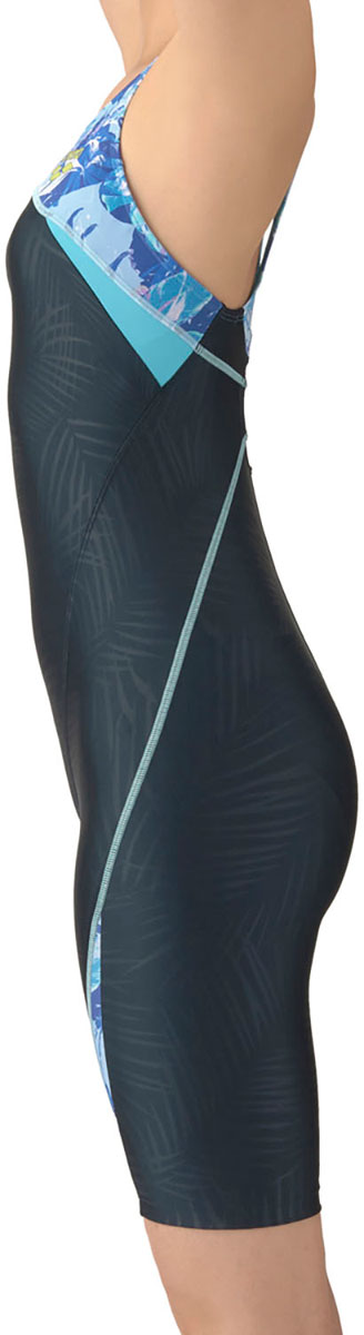 フィットネス水着 ワンピーススパッツ オープンバック・ハーフレッグ・ぴったりパッド