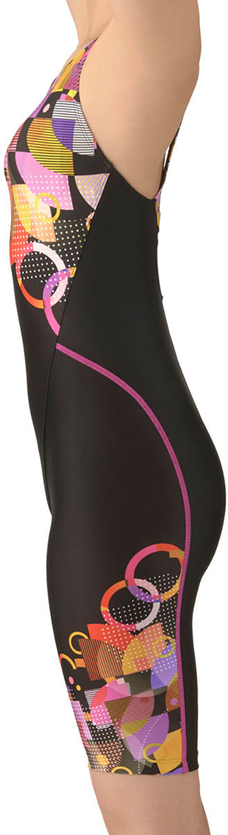 フィットネス水着 ワンピーススパッツ オープンバック・ハーフレッグ・ひっかけパッド