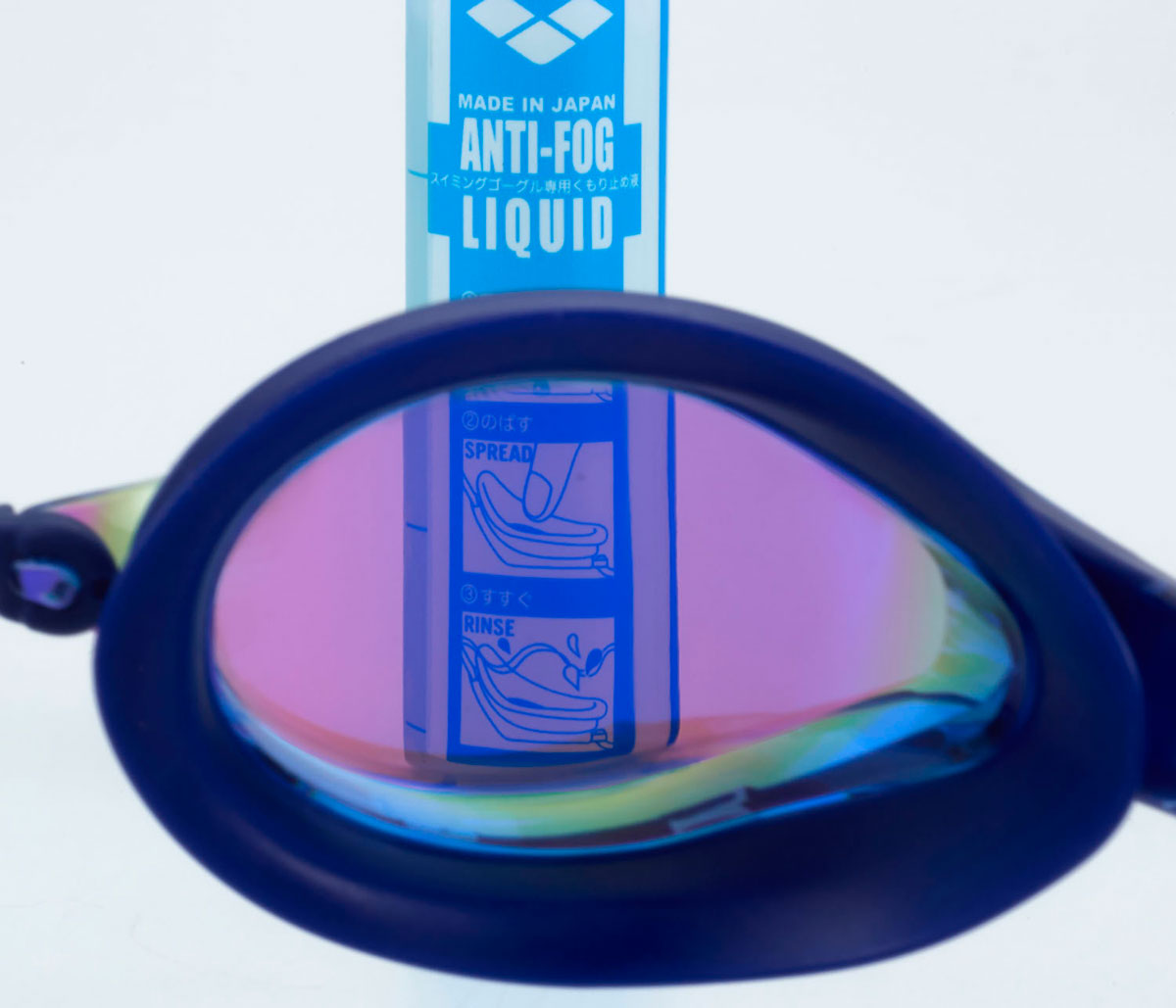 【Q-CHAKU2】レーシングゴーグル ミラーレンズ、リノンくもり止め、FINA承認