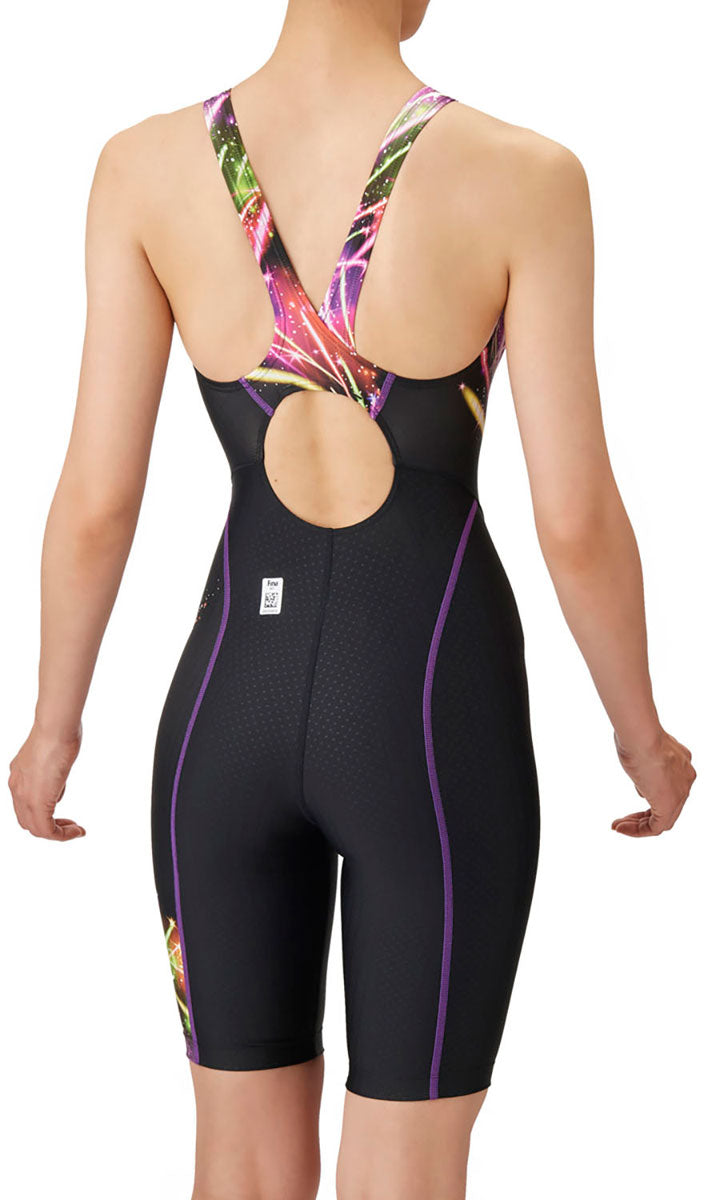 レディース 競泳水着 レーシングワンピーススパッツ オープンバック ハーフレッグ